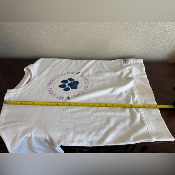 Life Is Good Cream Ivory Sweatshirt “My Dog Rescued Me” Pullover Women’s Large - Picture 5 of 12